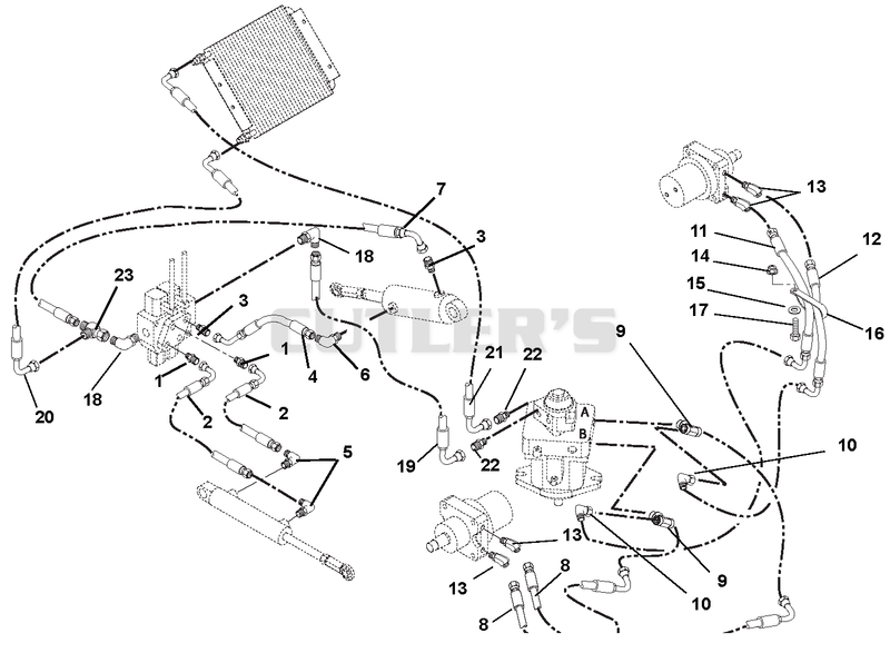 Pump To Lift Cylinder, Motors, Valve, And Oil Cooler