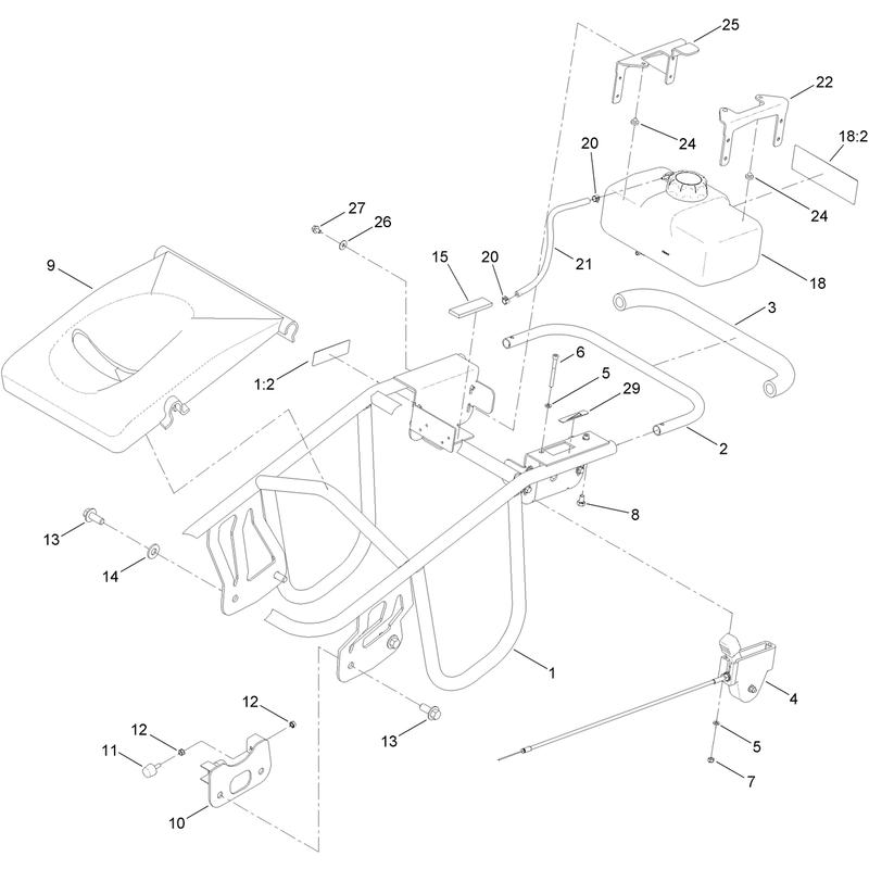 Frame Handle and Fuel Tank Assembly