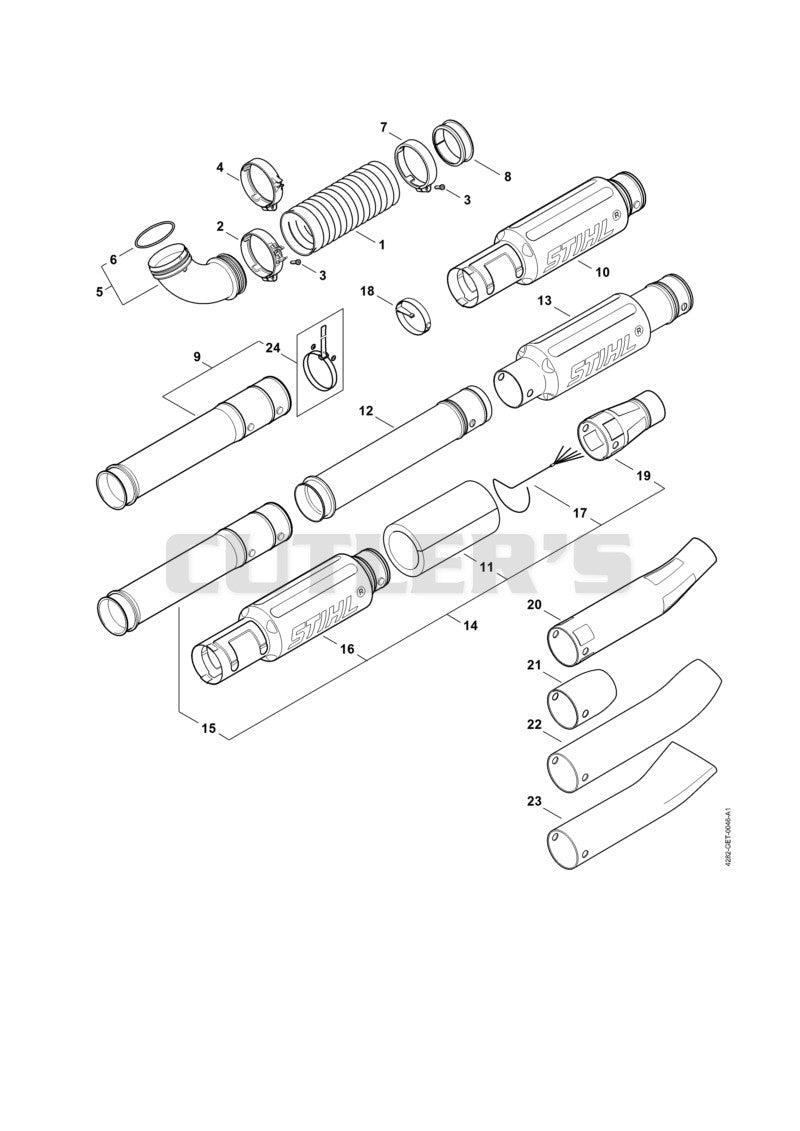 Pleated hose, Blower tube