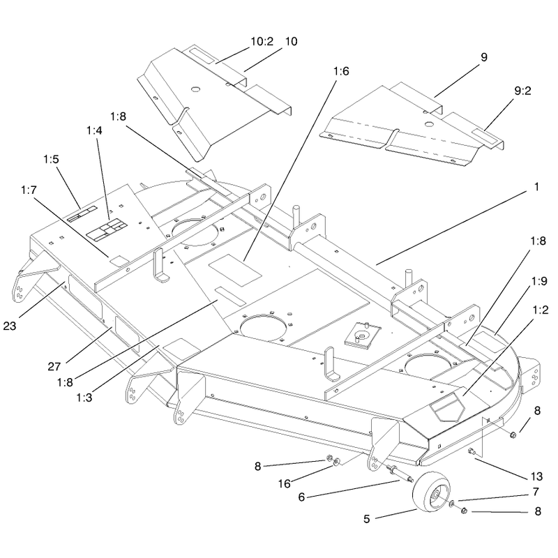 Deck Deflector and Roller Assembly