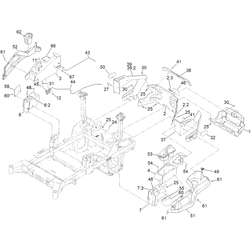 Throttle, Choke Cables and Guard Assembly