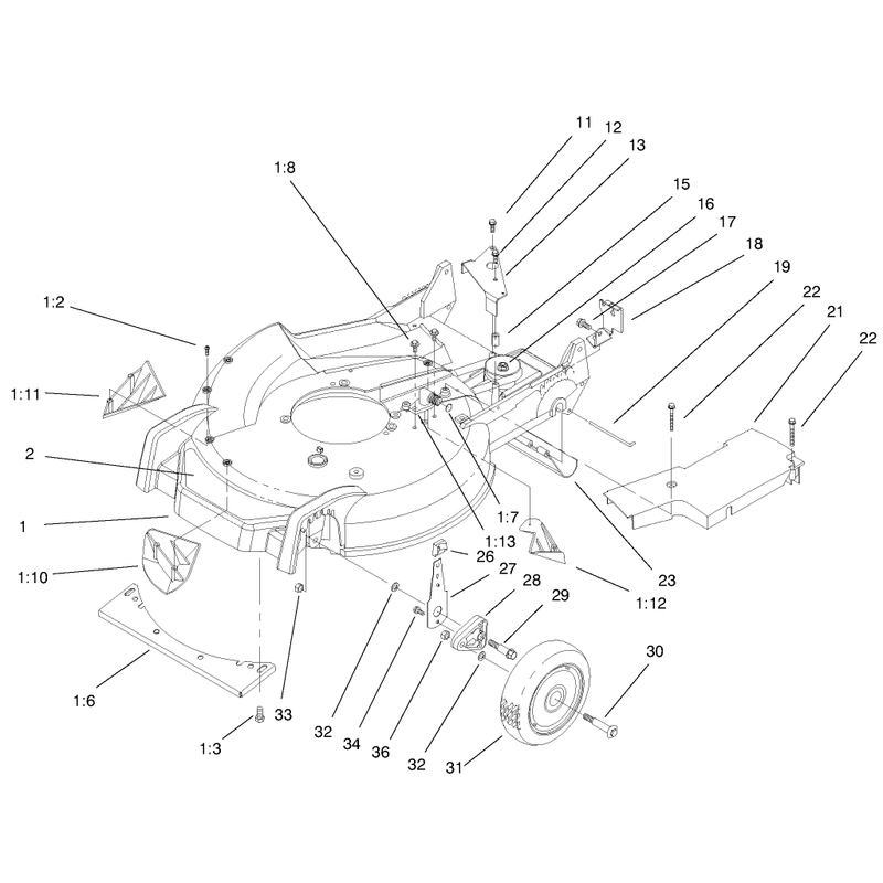 Housing Handle Brackets and Wheel Assembly