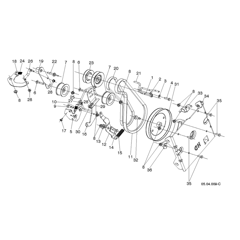 CHASSIS, ENGINE AND PULLEYS