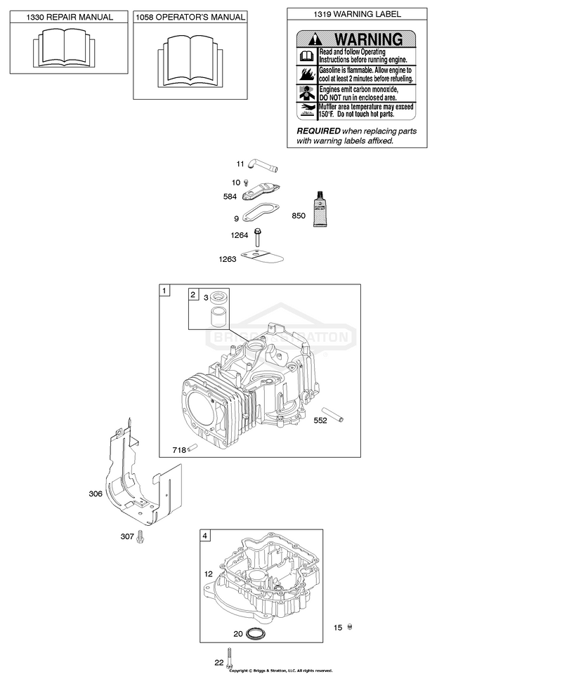 Cylinder, Engine Sump, Operator's Manual, Warning Label