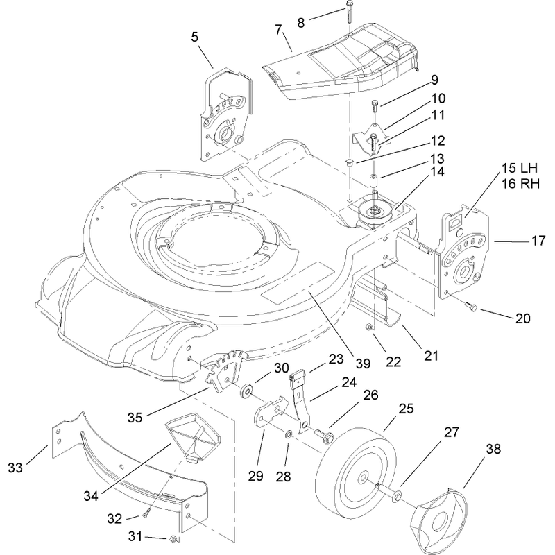 Housing Handle Bracket and Wheel Assembly