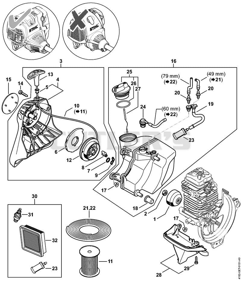 Rewind starter, Fuel tank