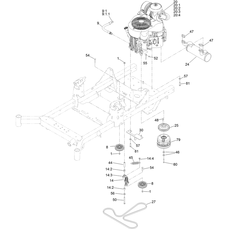 Engine, Clutch and Muffler Assembly