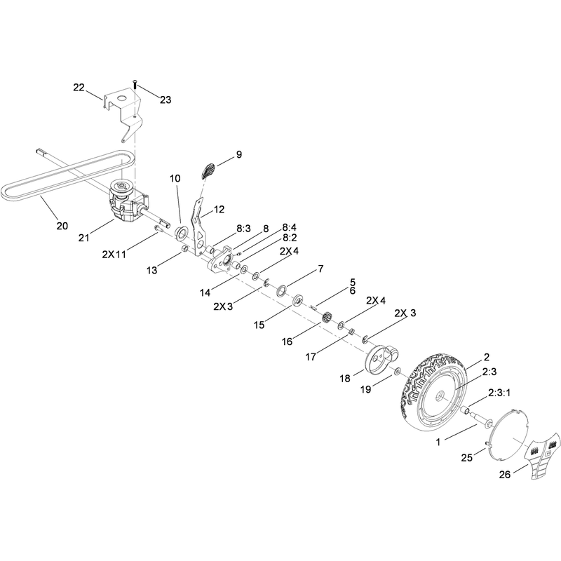 Transmission and Rear Wheel Assembly