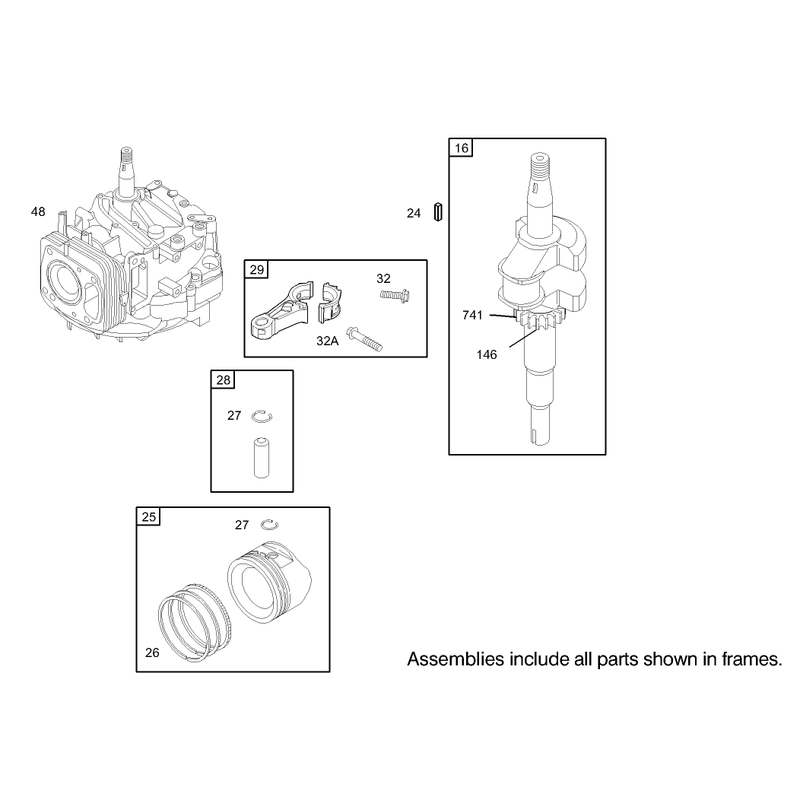Crankshaft Assembly Briggs and Stratton Model 122602-0111-E1