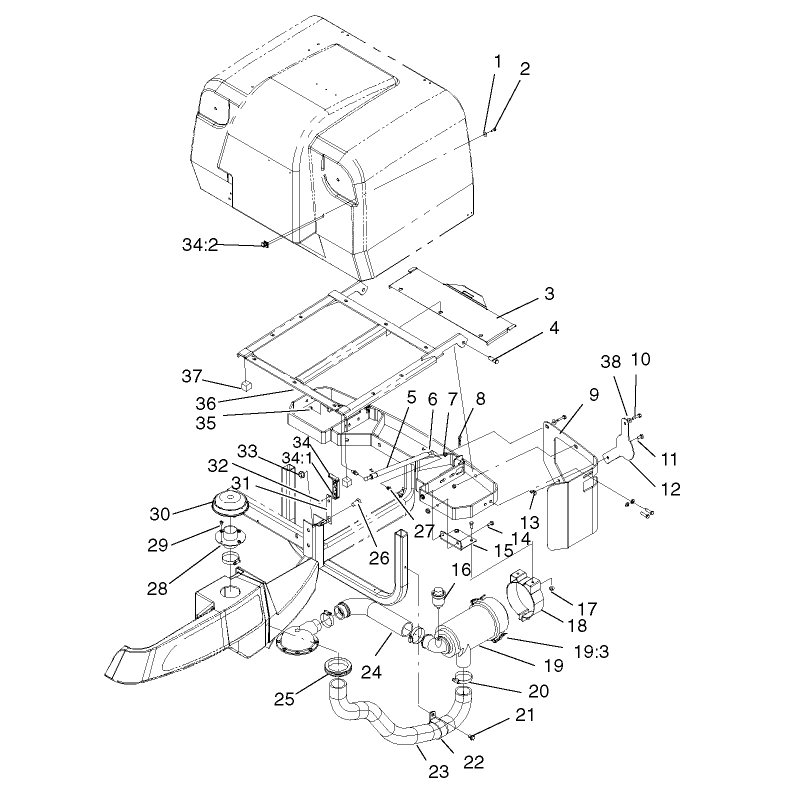 Air Cleaner and Bagger Frame Assembly