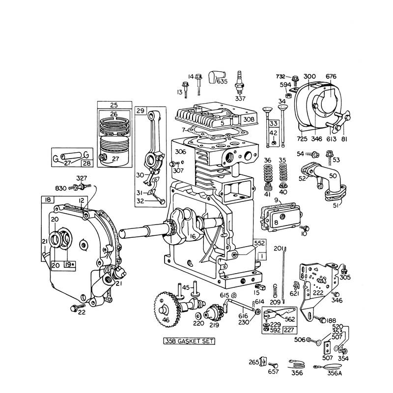 Engine Briggs & Stratton Model No. 190402 Type 0914-02 (8 H.p. Snowthrower Model 38060)
