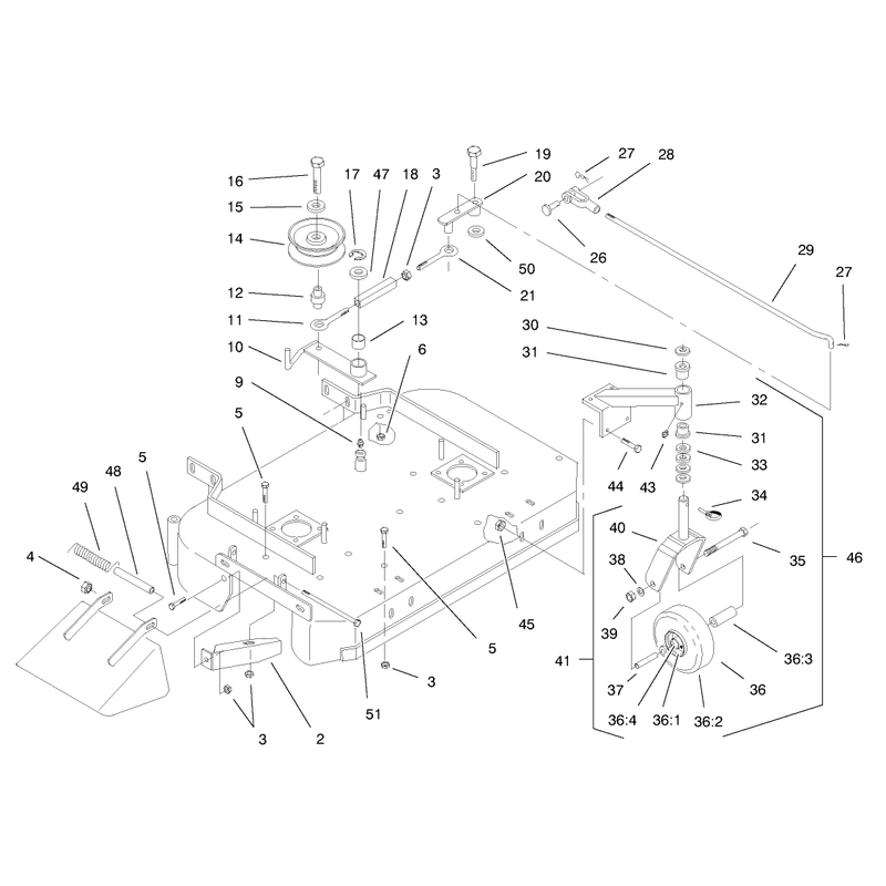 Deck Drive Pulleys and Caster Wheels