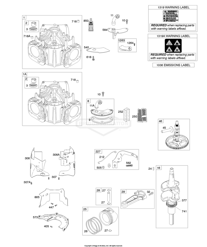 Cylinder, Crankshaft, Camshaft, Air Guides, Piston, Rings, Connecting Rod