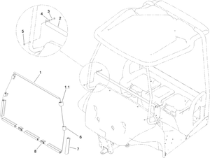 Toro 07293 Folding Windshield Kit, Workman 1100/2100 and Twister Utility Vehicle Attachment Parts Diagram