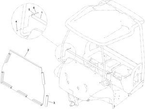 Toro 07294R Windshield Kit, Workman 1100/2100 and Twister Utility Vehicle Attachment Parts Diagram