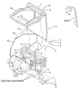 Toro 07297R Canopy Kit, Workman 1100/2100 and Twister Utility Vehicle Attachment Parts Diagram
