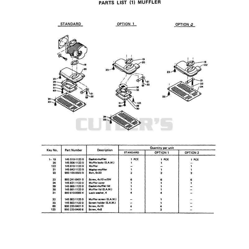 Parts List 1 Muffler