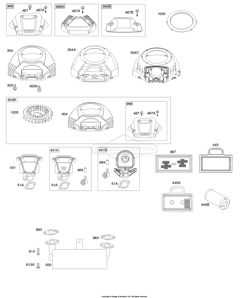 Blower Housing, Air Cleaner, Muffler