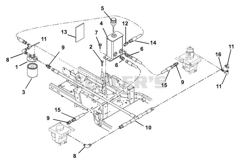 Hydraulic Tank, Filter And Pump To Tank Circuit