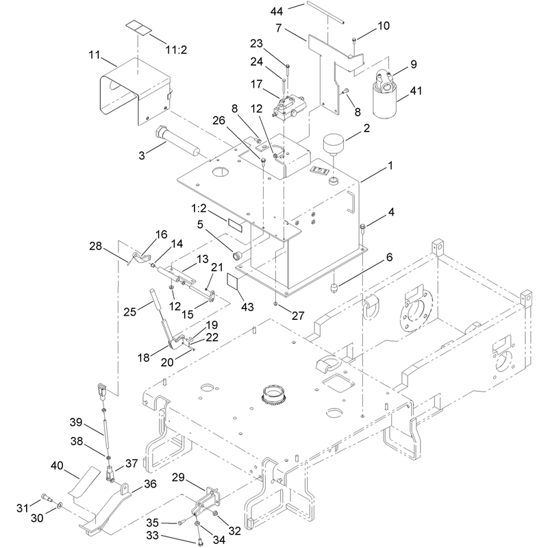 Hydraulic Tank and Dump Pedal Assembly