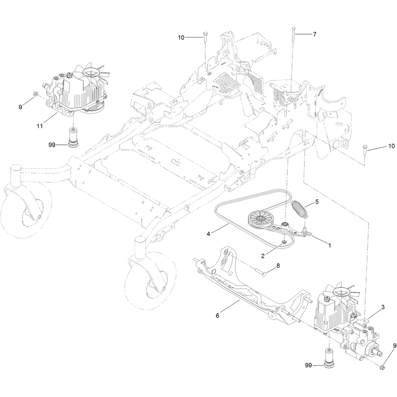 Hydraulic Pump, Idler and Belt Assembly