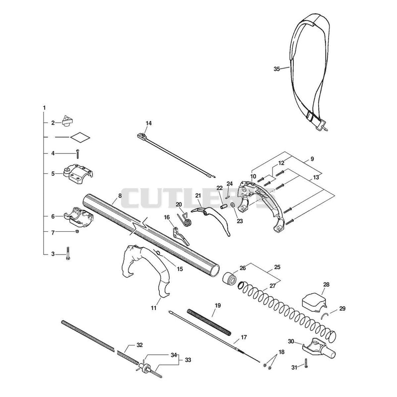 HANDLE, STOP SWITCH, THROTTLE CABLE, DRIVESHAFT