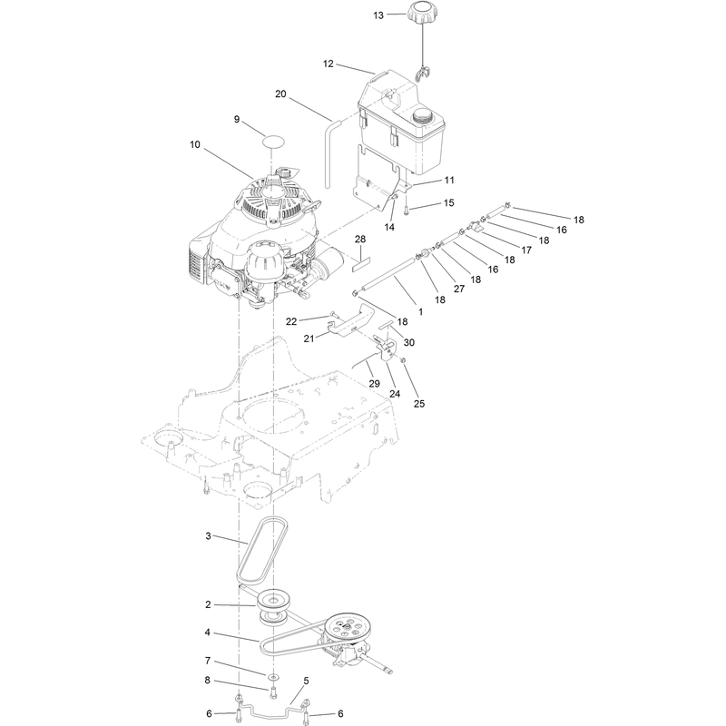 Engine and Fuel Tank Assembly