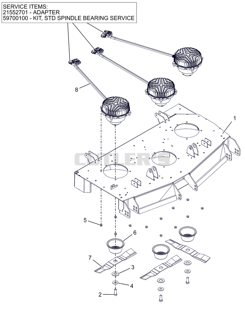 Deck, Blades and Spindle Motors - 48" - SD