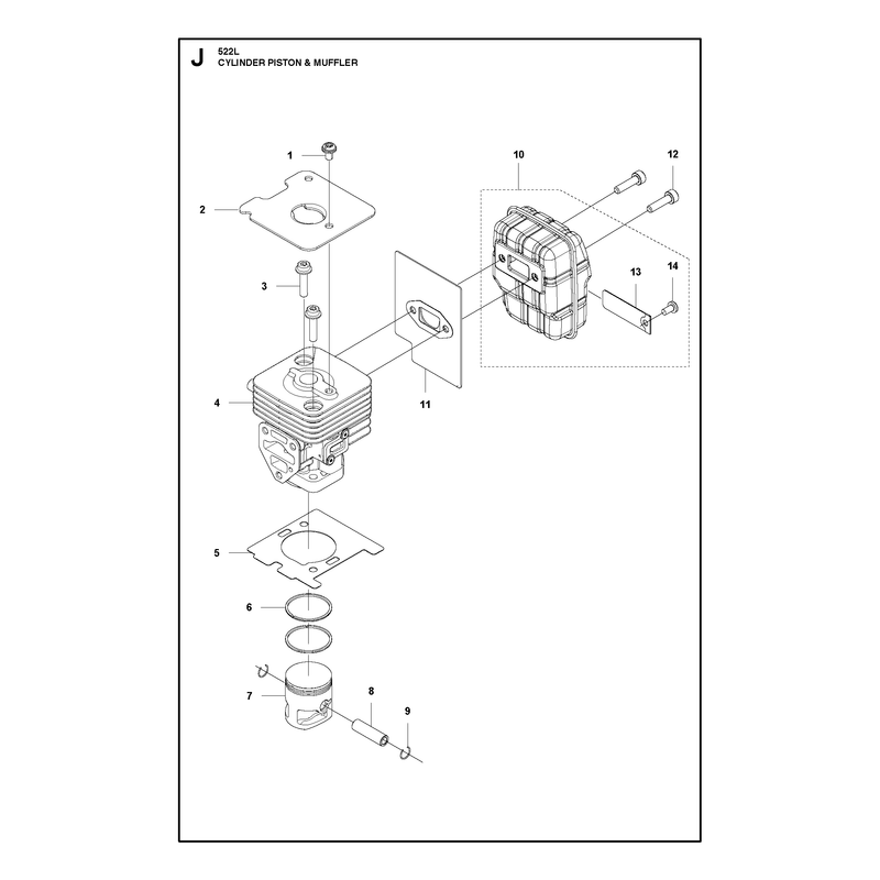 CYLINDER, PISTON AND MUFFLER