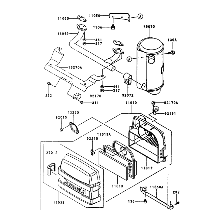 Air Filter Muffler Assembly Kawasaki FH500V-AS29