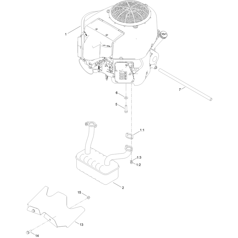 Engine and Muffler Assembly