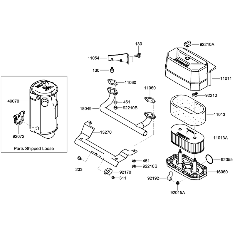 Air Filter and Muffler Assembly  Kawasaki FH541V-ES24