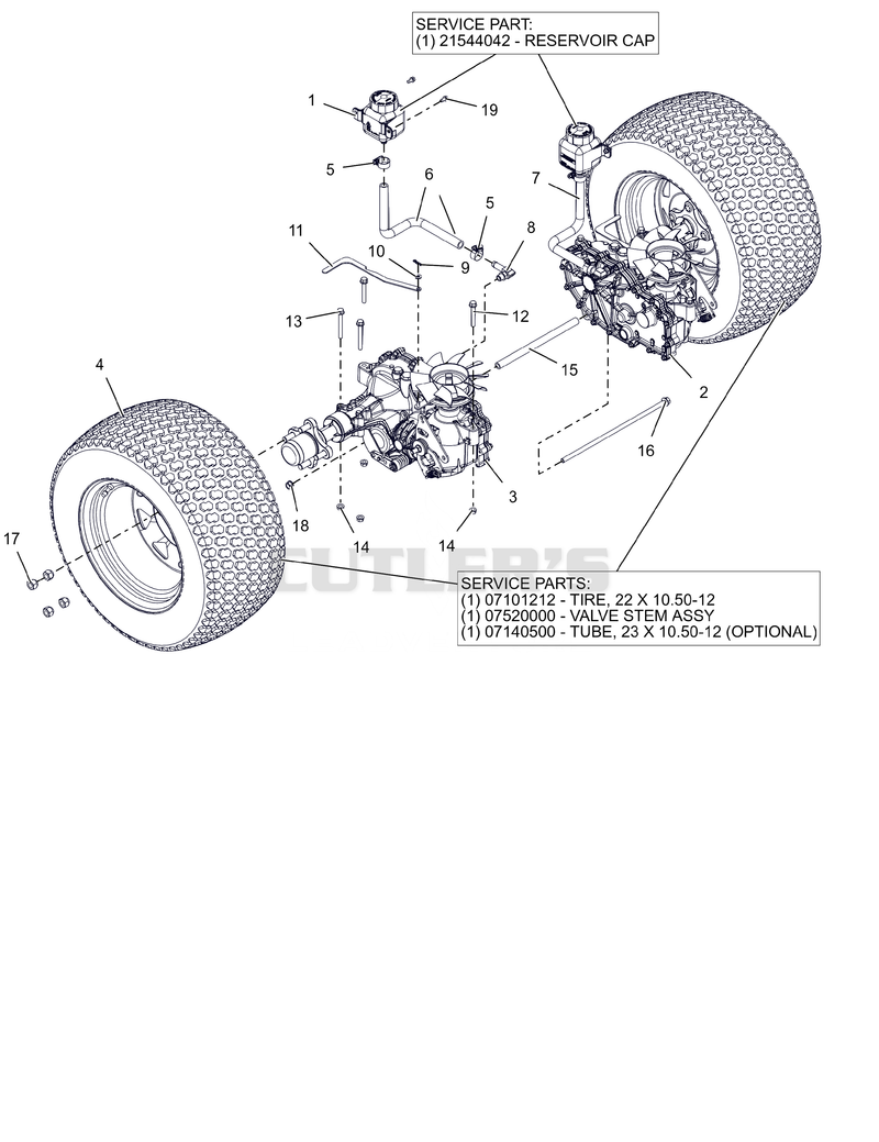 Rear Tires and Transaxles – 52"