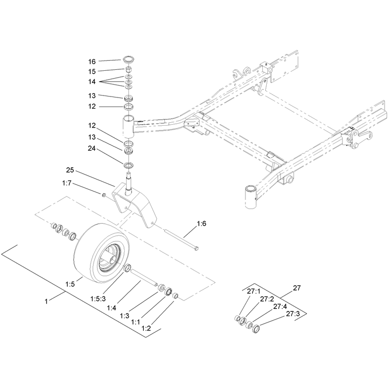 Caster Wheel and Fork Assembly