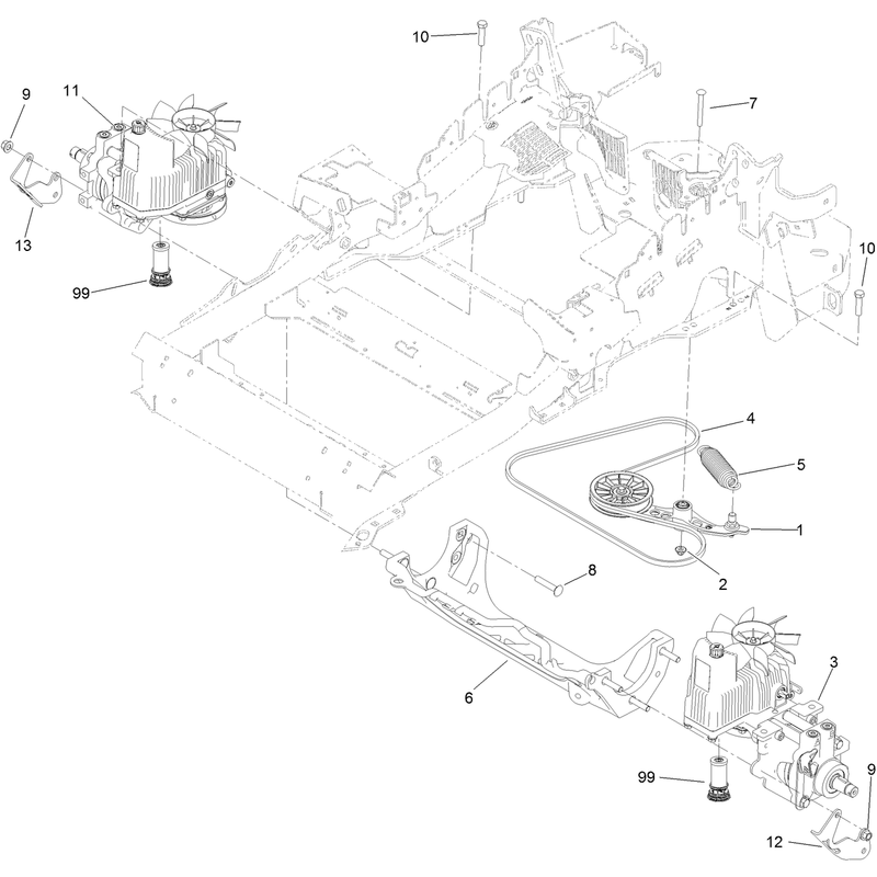 Hydraulic Pump, Idler and Belt Assembly