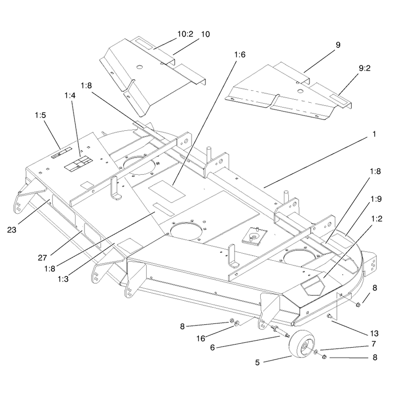 Deck Deflector and Roller Assembly