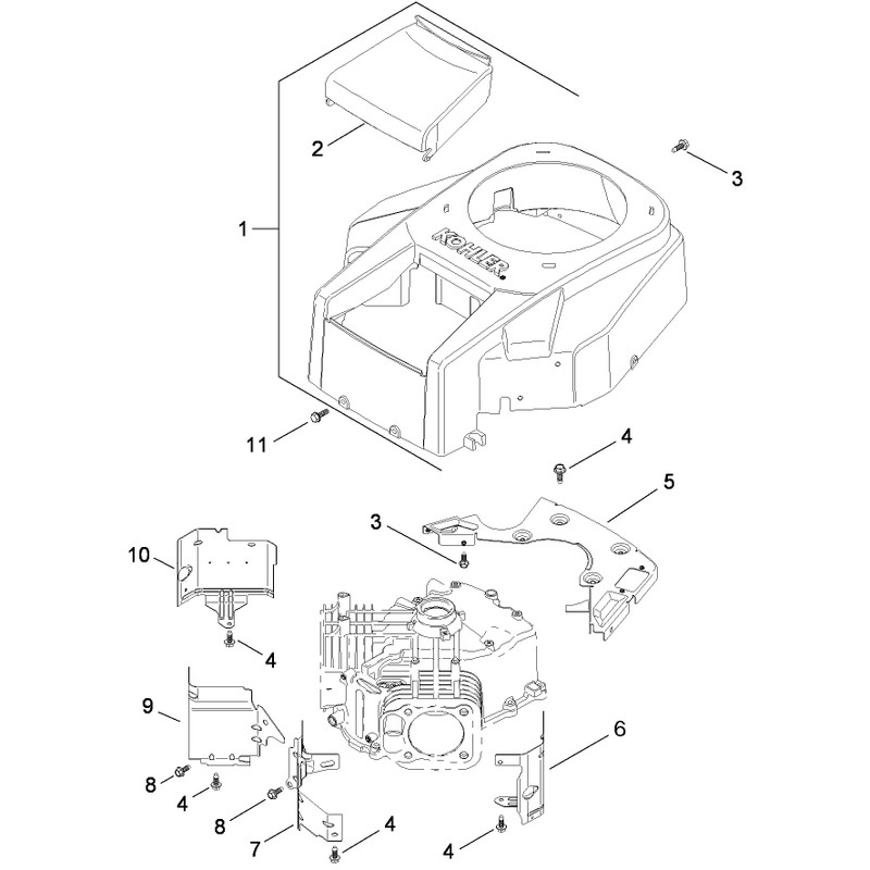 Blower Housing and Baffle Assembly Kohler SV715-0016