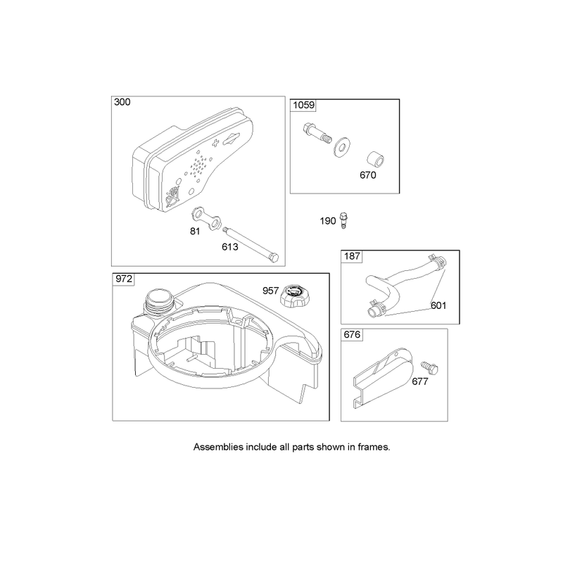Muffler and Fuel Tank Assembly Briggs and Stratton 122K05-0171-E1