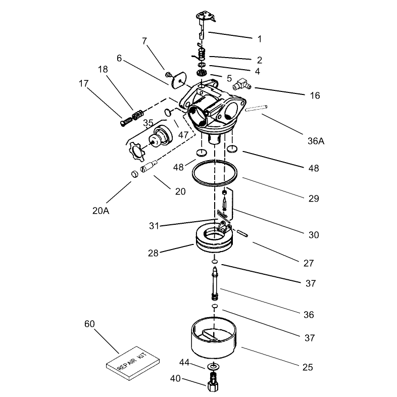 Carburetor Assembly No 640303 Tecumseh Model No LEV120-362003A