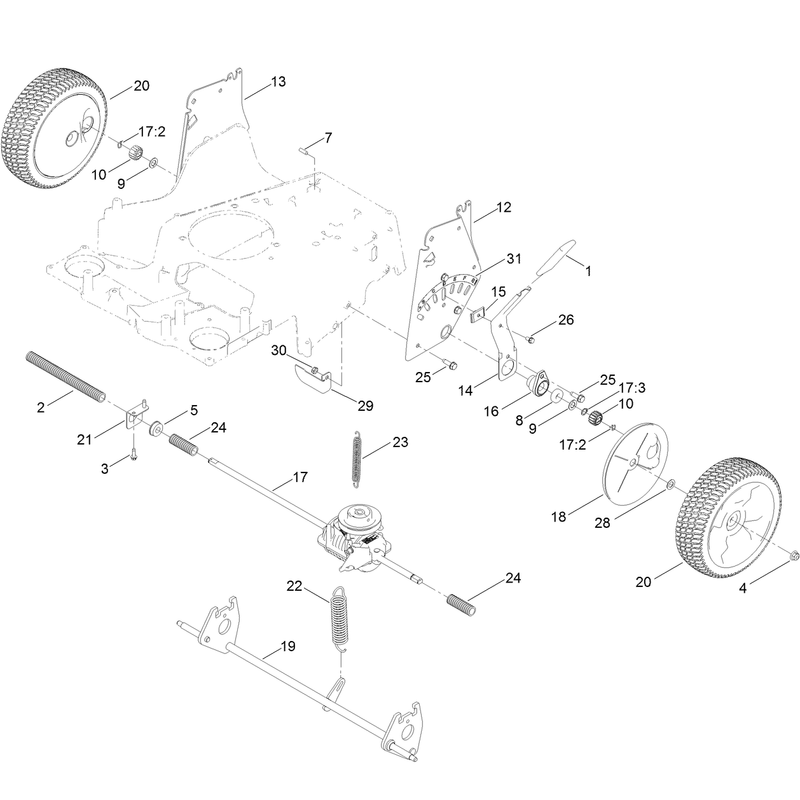 Rear Wheel and Height of Cut Assembly