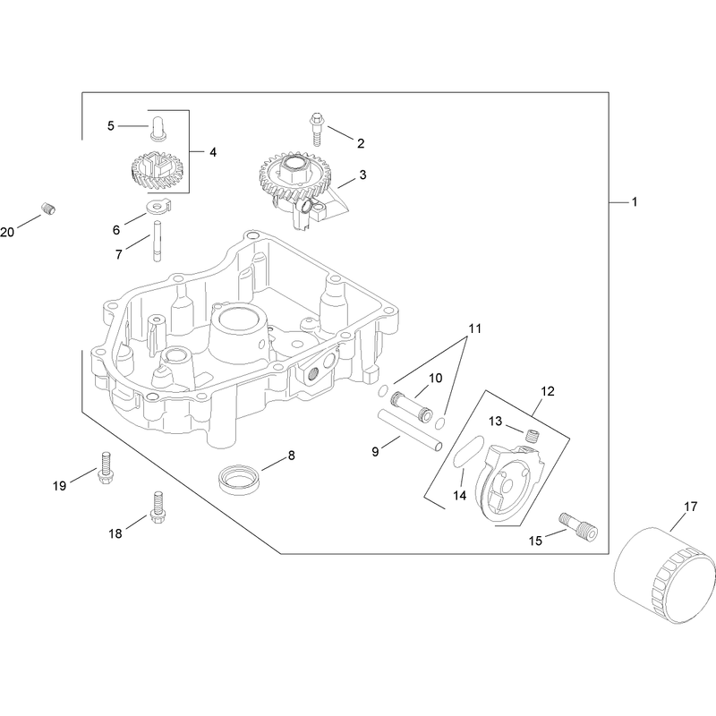 Oil Pan and Lubrication Assembly Kohler SV730-0018