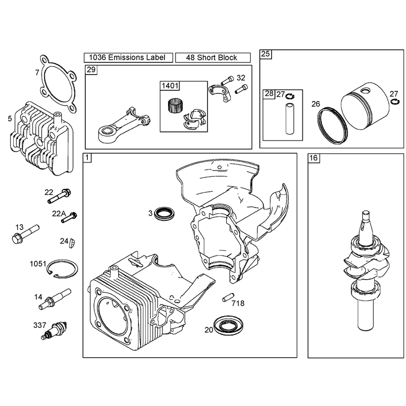 Cylinder, Piston, and Connecting Rod Assemblies  Briggs and Stratton 084233-0198-E1