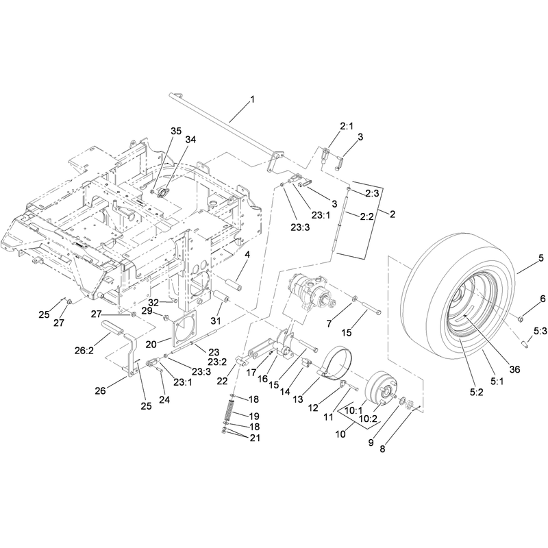 Main Frame and Rear Wheel Assembly