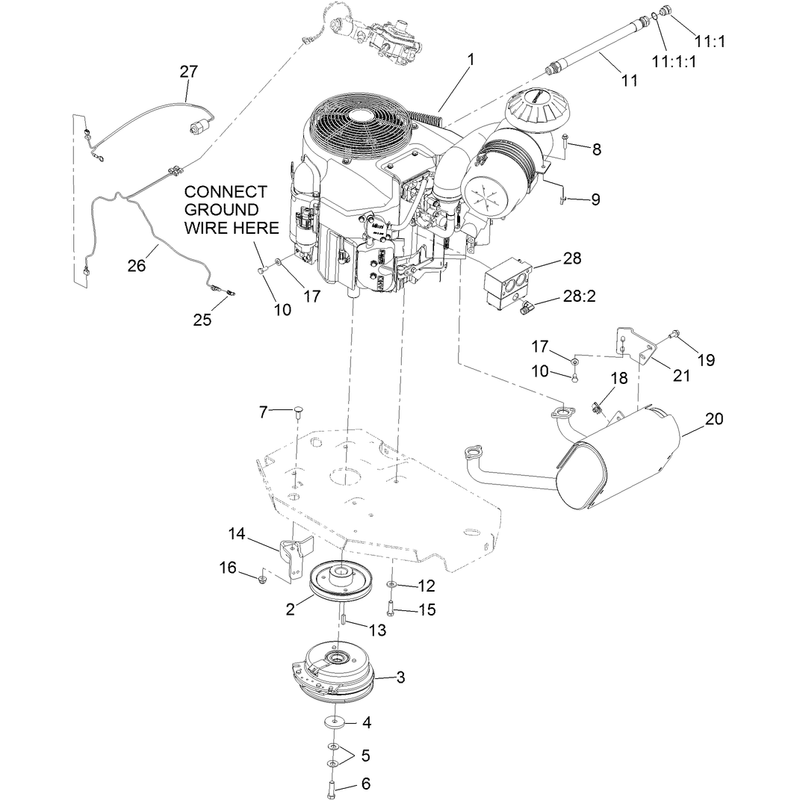 Engine, Clutch and Muffler Assembly