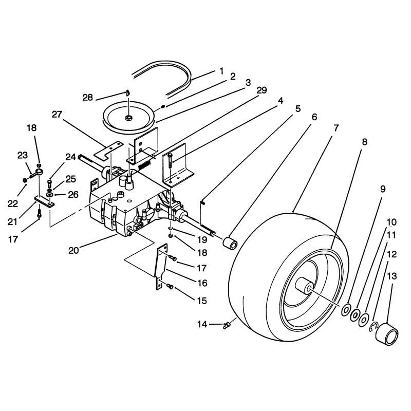 Rear Wheel and Transmission Assembly