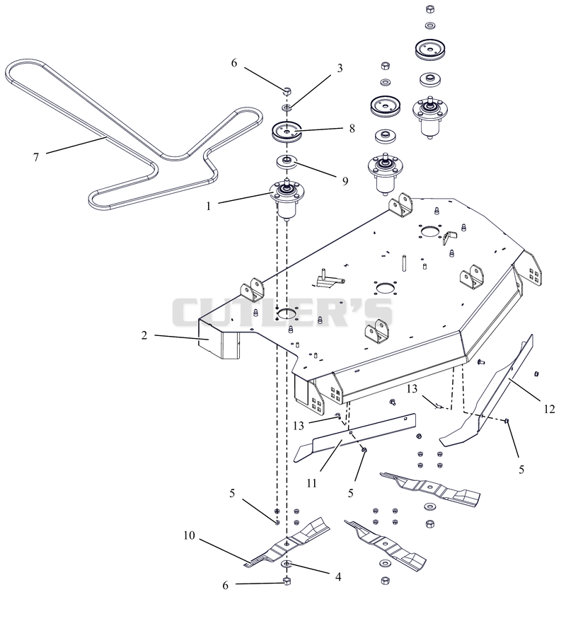 Deck, Belt, Baffles, Blades and Spindles – 42"