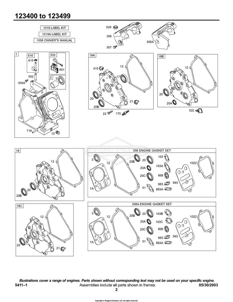 Crankcase Cover/Sumps, Cylinder Group, Kits/Gasket-Engine