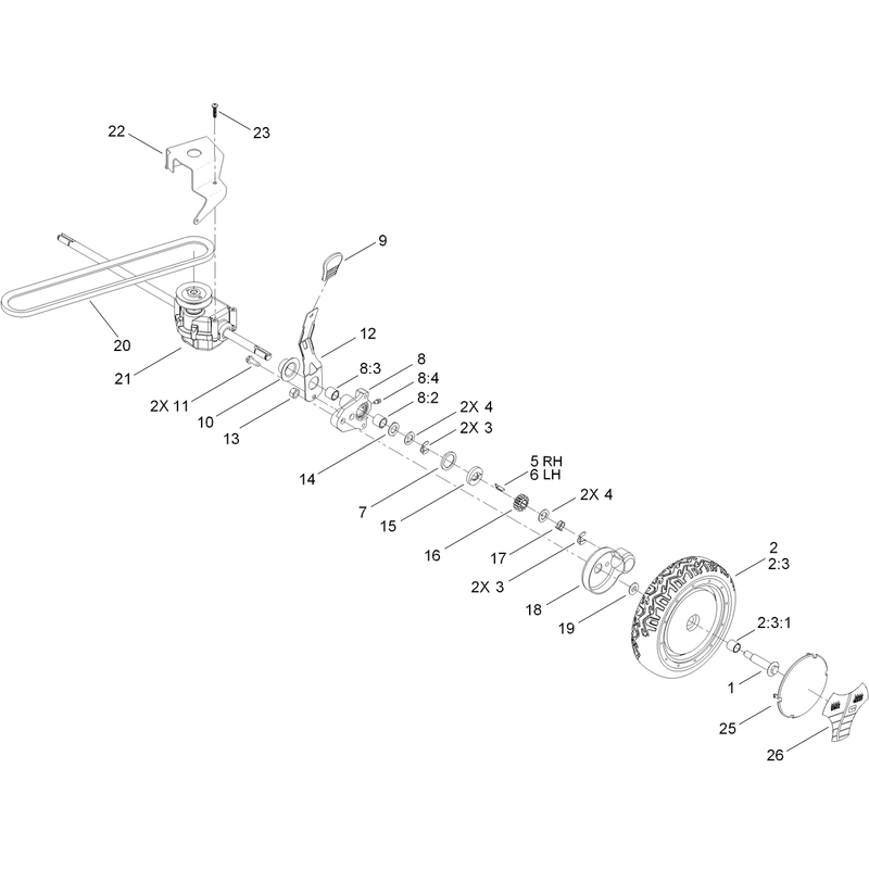 Rear Wheel and Transmission Assembly