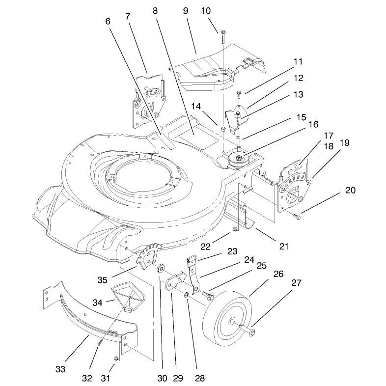 Housing Handle Brackets and Wheel Assembly