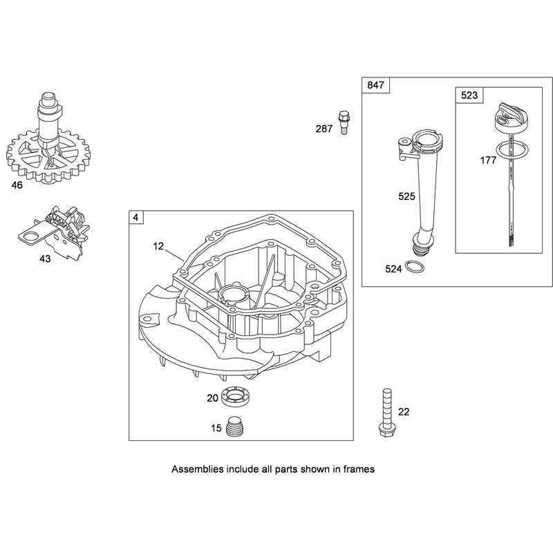 Crankcase CoverSump Assembly Briggs and Stratton 124T02-0203-B1